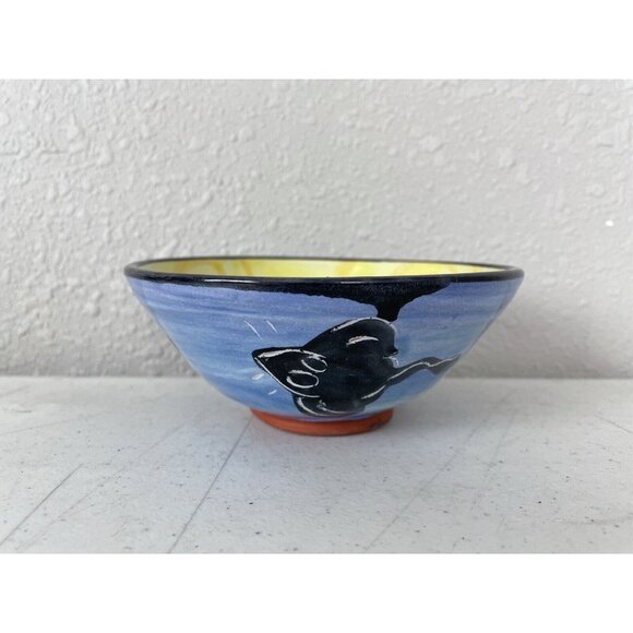 KAREN FIORINO POTTERY Cat And Mouse Bowl Clay Lick Creek Pottery Folk Art 2000 - Picture 5 of 11